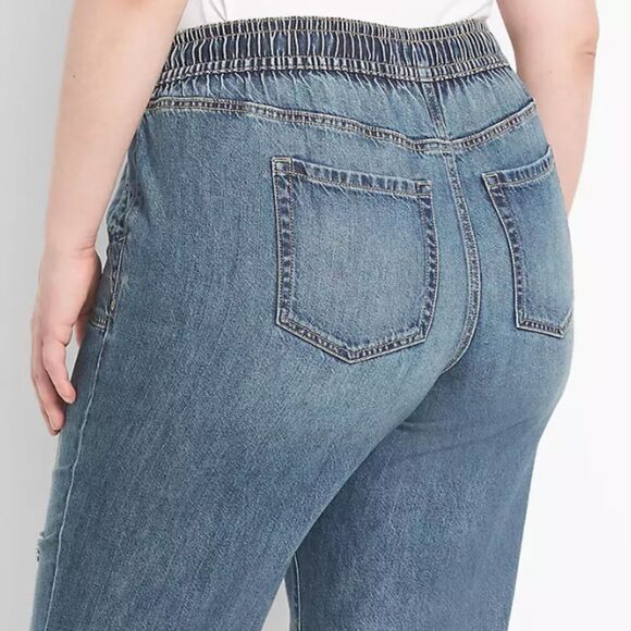 Lane Bryant Pull On Mid Rise Torn Wide Leg Jeans Plussize 14 NWT - Picture 9 of 14